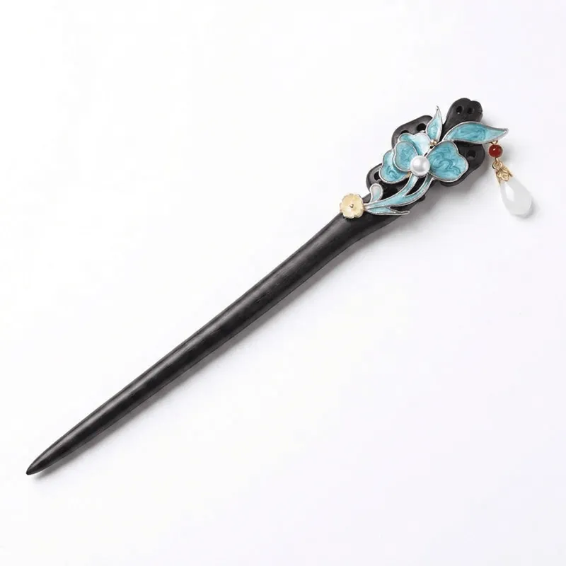 vintage-chinese-ebony-hair-stick-floral-cloisonne-pearl vintage-chinese-ebony-hair-stick-floral-cloisonne-pearl
