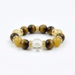 Ring Tiger's Eye & Citrine Ring for Wealth Attraction & Spiritual Protection - Buddha Bodhis vintage-gemstone-beaded-ring-brown-yellow