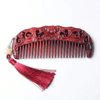vintage-hand-carved-sandalwood-hair-comb-with-tassel