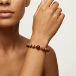 Cinnabar Peach Wood Bracelet – Inner Peace, Protection & Anxiety Relief 1 - Buddha Bodhis women-red-agate-peach-wood-protection-bracelet