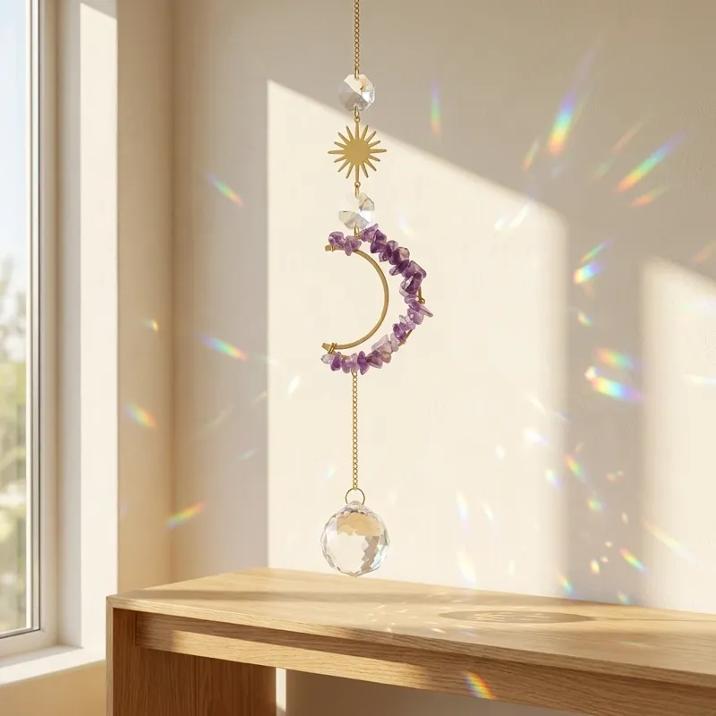 Amethyst Amethyst Crystal Sun Catcher – Inner Peace, Spiritual Wisdom & Positive Energy-2 Amethyst Amethyst Crystal Sun Catcher – Inner Peace, Spiritual Wisdom & Positive Energy-2