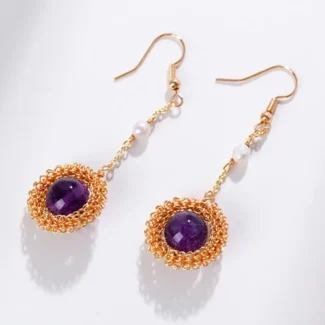 Amethyst Tassel Earrings - Handmade Wire Wrapped Crystal