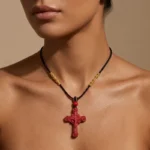 Cinnabar Cross Necklace – Protection, Spiritual Peace & Good Fortune 1 - Buddha Bodhis Cinnabar Cross Necklace – Protection Spiritual Peace & Good Fortune-1