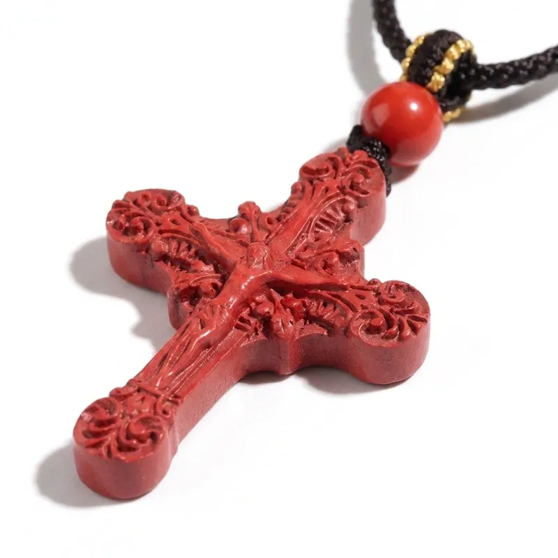 Cinnabar Cross Necklace – Protection Spiritual Peace & Good Fortune-2 Cinnabar Cross Necklace – Protection Spiritual Peace & Good Fortune-2