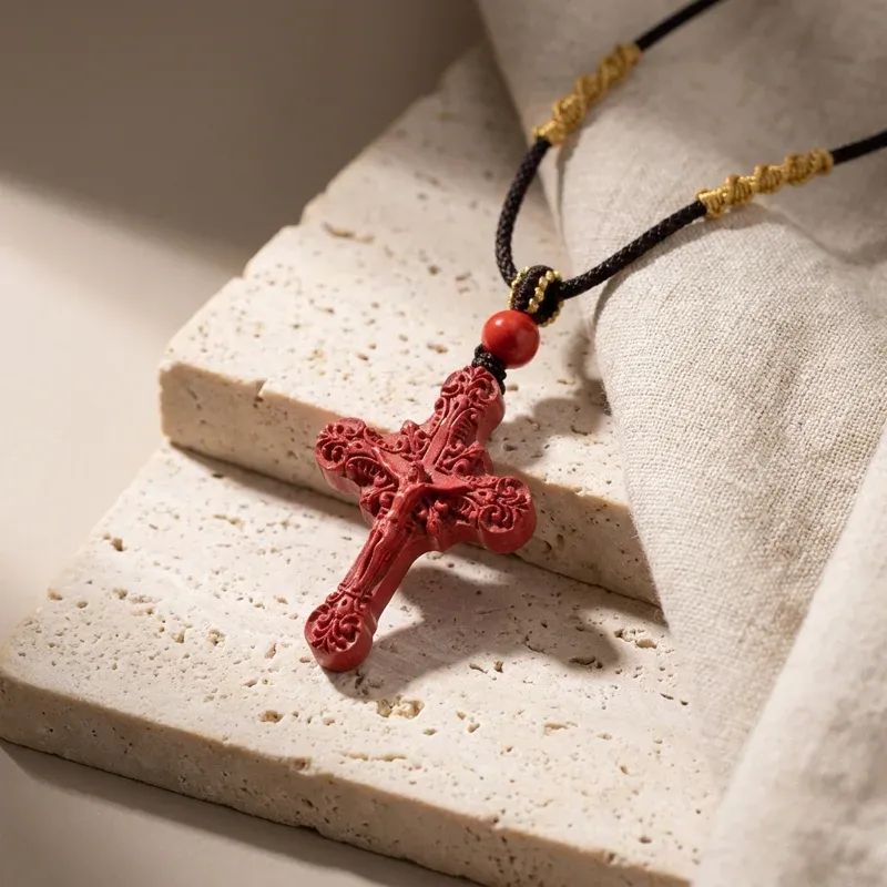 Cinnabar Cross Necklace – Protection Spiritual Peace & Good Fortune-3 Cinnabar Cross Necklace – Protection Spiritual Peace & Good Fortune-3