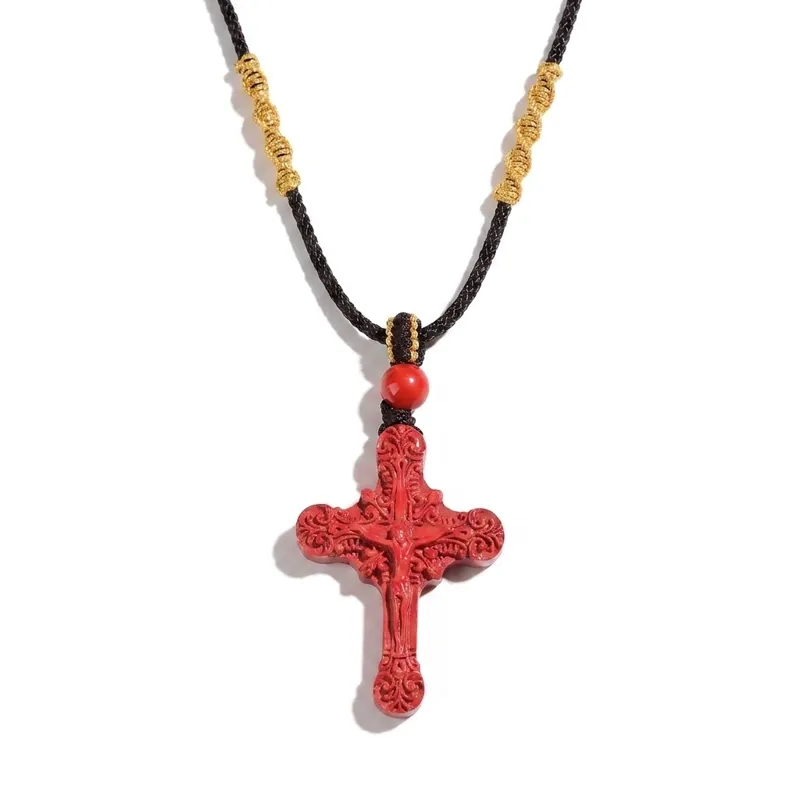 Cinnabar Cross Necklace – Protection Spiritual Peace & Good Fortune Cinnabar Cross Necklace – Protection Spiritual Peace & Good Fortune