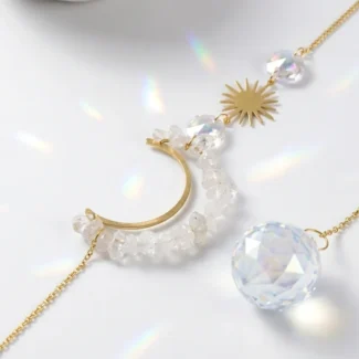 Clear Quartz Moon Suncatcher – Purifying Energy, Clarity & Inner Peace-2