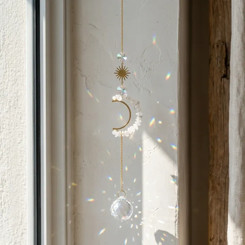 Clear Quartz Moon Suncatcher – Purifying Energy, Clarity & Inner Peace-3 Clear Quartz Moon Suncatcher – Purifying Energy, Clarity & Inner Peace-3