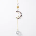 Colorful Fluorite Crystal Moon Sun Catcher – Wisdom, Clarity & Positive Energy - Buddha Bodhis Colorful Fluorite Crystal Moon Sun Catcher – Wisdom, Clarity & Positive Energy