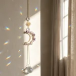 Colorful Fluorite Crystal Moon Sun Catcher – Wisdom, Clarity & Positive Energy 2 - Buddha Bodhis Colorful Fluorite Crystal Moon Sun Catcher – Wisdom, Clarity & Positive Energy-2