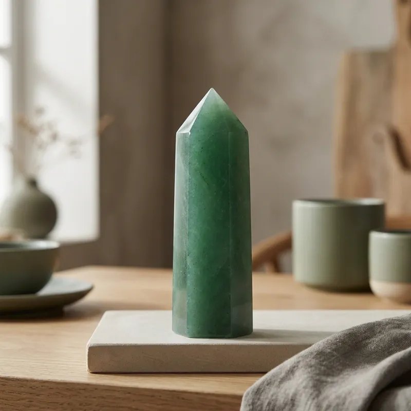 Green Aventurine Crystal Column for Inner Peace & Wealth Attraction-2 Green Aventurine Crystal Column for Inner Peace & Wealth Attraction-2