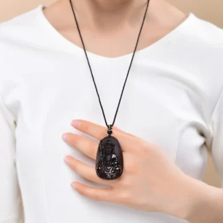 Ice Obsidian Ksitigarbha Bodhisattva Pendant – Spiritual Protection & Inner Peace-1