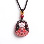 Painted Fox Fairy Cinnabar Pendant – Protection, Good Fortune & Romantic Charm - Buddha Bodhis Imperial Cinnabar Fox Fairy Pendant - Protection & Romance