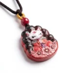 Painted Fox Fairy Cinnabar Pendant – Protection, Good Fortune & Romantic Charm 2 - Buddha Bodhis Imperial Cinnabar Fox Fairy Pendant - Protection & Romance-2