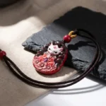 Painted Fox Fairy Cinnabar Pendant – Protection, Good Fortune & Romantic Charm 3 - Buddha Bodhis Imperial Cinnabar Fox Fairy Pendant - Protection & Romance-3