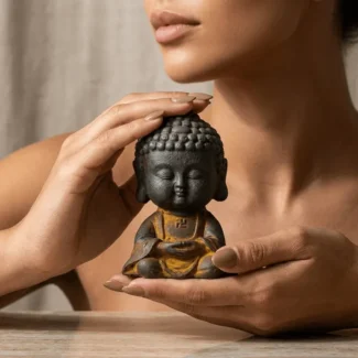 Meditating Little Buddha Iron Resin Zen Statue – Inner Peace, Mindfulness & Spiritual Serenity-1
