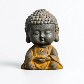 Meditating Little Buddha Iron Resin Zen Statue – Inner Peace, Mindfulness & Spiritual Serenity