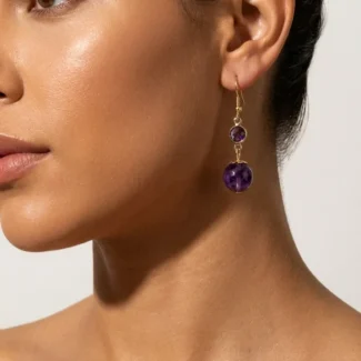 Natural Amethyst Drop Earrings for Wisdom & Tranquility-1