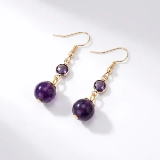 Natural Amethyst Drop Earrings for Wisdom & Tranquility