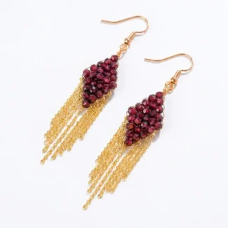 Natural Garnet Tassel Earrings - Vitality & Inner Confidence