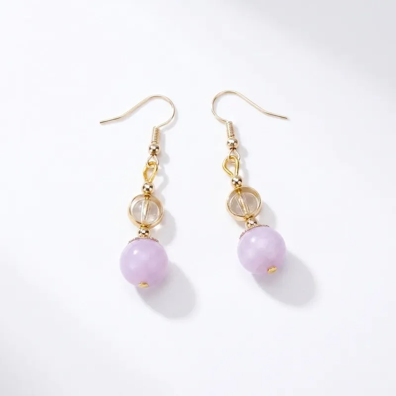 Natural Kunzite & Citrine Crystal Earrings for Inner Peace Natural Kunzite & Citrine Crystal Earrings for Inner Peace