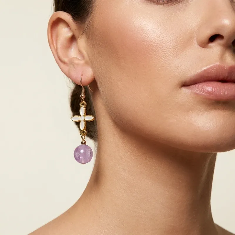 Natural Kunzite Earrings for Inner Peace & Heart Chakra-2 Natural Kunzite Earrings for Inner Peace & Heart Chakra-2