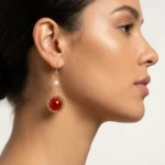 Red Agate & Pearl Earrings for Inner Harmony & Positive Energy 1 - Buddha Bodhis Natural Nan Hong Red Agate & Pearl Earrings for Harmony-2