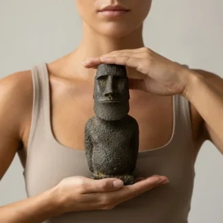 Home 28 - Buddha Bodhis Natural Rust Iron & Resin Moai Statue – Timeless Artistry & Artistic Ambience-1