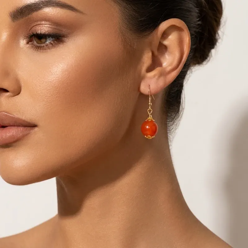 Natural Southern Red Agate Energy Balance Dangle Earrings-1 Natural Southern Red Agate Energy Balance Dangle Earrings-1