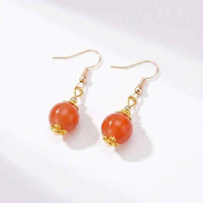 Natural Southern Red Agate Energy Balance Dangle Earrings Natural Southern Red Agate Energy Balance Dangle Earrings