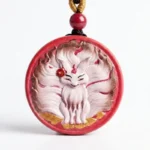 Painted Fox Fairy Imperial Cinnabar Pendant for Spiritual Protection & Inner Charm 2 - Buddha Bodhis Nine-Tailed Fox Imperial Cinnabar Spiritual Protection Pendant-2