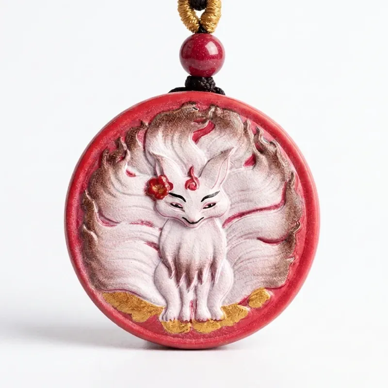 Nine-Tailed Fox Imperial Cinnabar Spiritual Protection Pendant-2 Nine-Tailed Fox Imperial Cinnabar Spiritual Protection Pendant-2