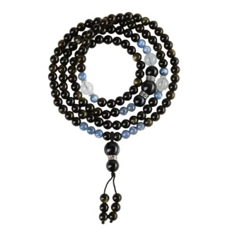 Obsidian 108 Mala Beads - Natural Obsidian Bracelet for Protection, Inner Peace & Vitality