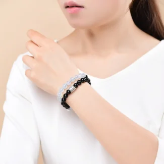 Obsidian & Aquamarine Bracelet – Protection, Serenity & Inner Peace-1