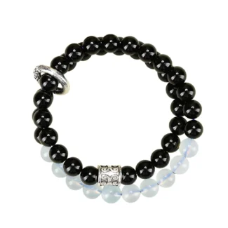 Obsidian & Aquamarine Bracelet – Protection, Serenity & Inner Peace