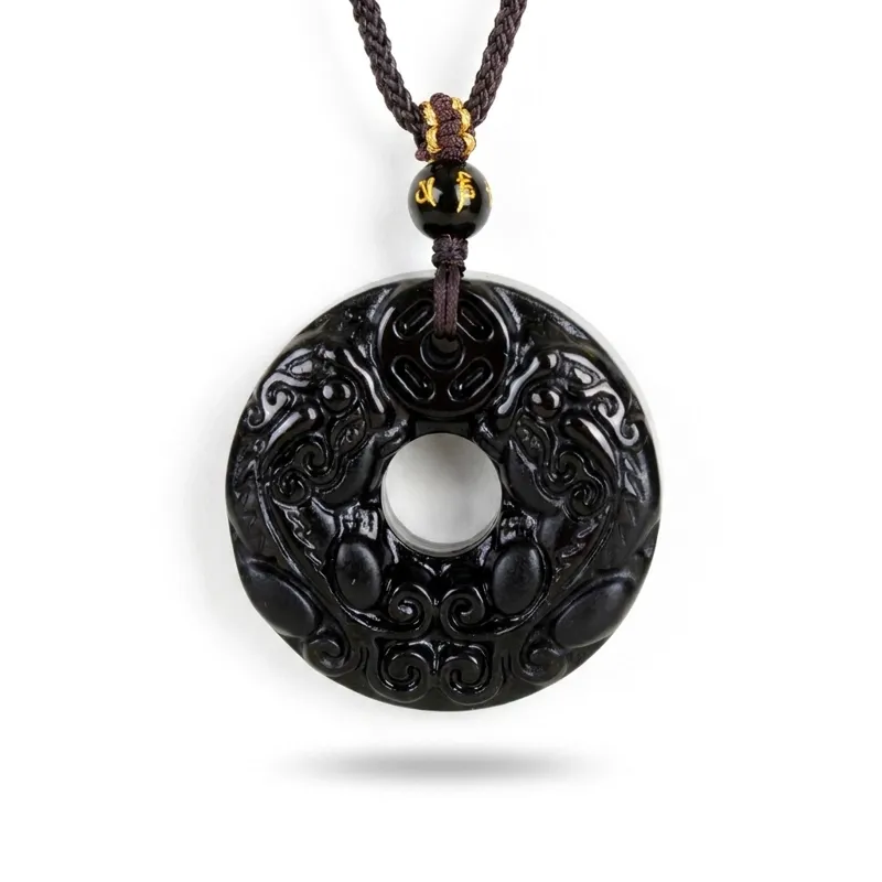 Obsidian Obsidian Pixiu Safety Buckle Necklace – Wealth Protection & Peace of Mind-1 Obsidian Obsidian Pixiu Safety Buckle Necklace – Wealth Protection & Peace of Mind-1