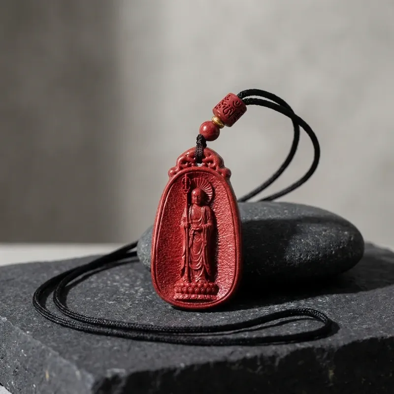 Purple Gold Cinnabar Bodhisattva Necklace for Protection-3 Purple Gold Cinnabar Bodhisattva Necklace for Protection-3