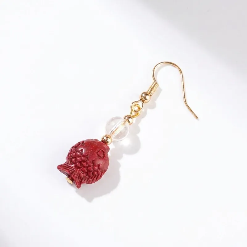 Purple Gold Cinnabar Koi Fish Earrings Protection & Luck Purple Gold Cinnabar Koi Fish Earrings Protection & Luck