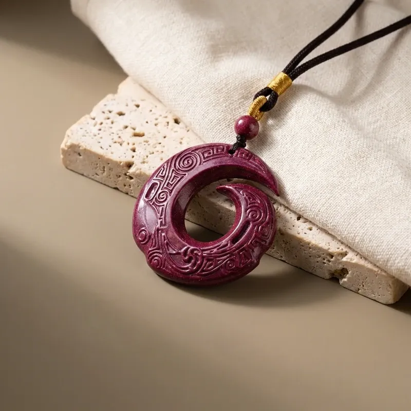 Purple Gold Sand Cinnabar Pendant Necklace – Protection Good Fortune & Inner Peace-4 Purple Gold Sand Cinnabar Pendant Necklace – Protection Good Fortune & Inner Peace-4