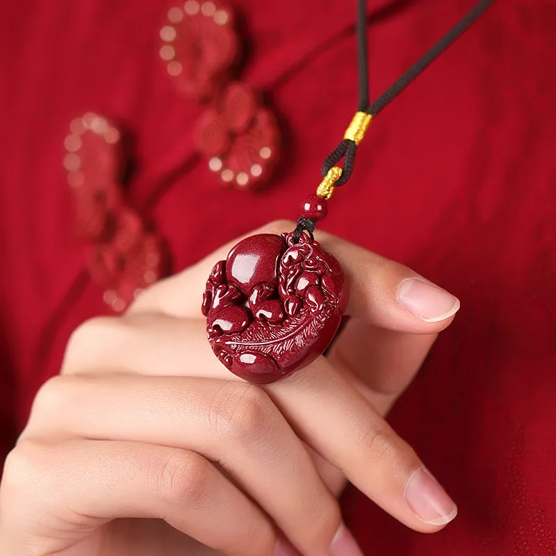 Purple Gold Sand Pixiu Pendant Cinnabar Necklace – Prosperity Protection & Inner Peace-1 Purple Gold Sand Pixiu Pendant Cinnabar Necklace – Prosperity Protection & Inner Peace-1