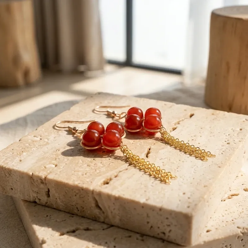 Red Agate Earrings – Vitality Energy Balance & Spiritual Protection-4 Red Agate Earrings – Vitality Energy Balance & Spiritual Protection-4