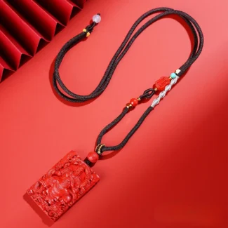 Red Cinnabar Guan Gong Pendant – Protection Prosperity & Inner Peace-1