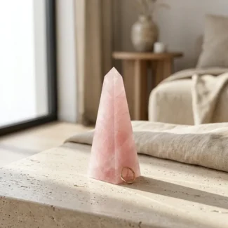 Rose Quartz Crystal Obelisk for Love Attraction & Energy Cleansing-1