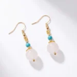 Rose Quartz Dangle Earrings for Love & Inner Peace - Buddha Bodhis Rose Quartz Dangle Earrings for Love & Inner Peace-1