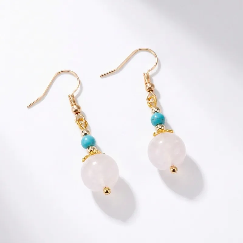 Rose Quartz Dangle Earrings for Love & Inner Peace-1 Rose Quartz Dangle Earrings for Love & Inner Peace-1