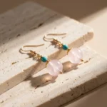 Rose Quartz Dangle Earrings for Love & Inner Peace 2 - Buddha Bodhis Rose Quartz Dangle Earrings for Love & Inner Peace-3