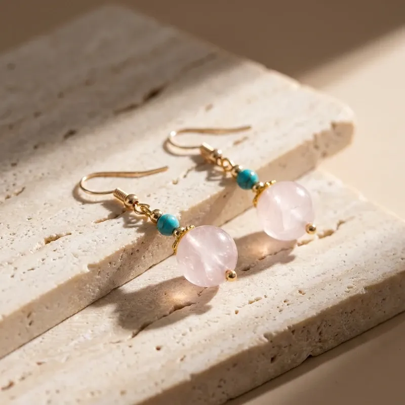Rose Quartz Dangle Earrings for Love & Inner Peace-3 Rose Quartz Dangle Earrings for Love & Inner Peace-3