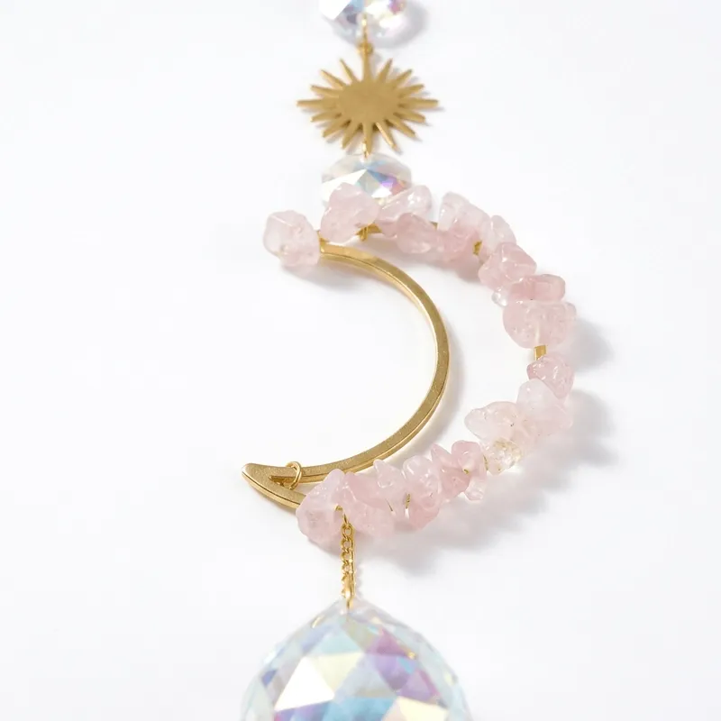 Rose Quartz Moon Sun Catcher for Infinite Love & Inner Peace-2 Rose Quartz Moon Sun Catcher for Infinite Love & Inner Peace-2