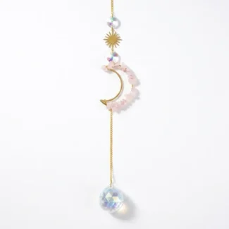 Rose Quartz Moon Sun Catcher for Infinite Love & Inner Peace