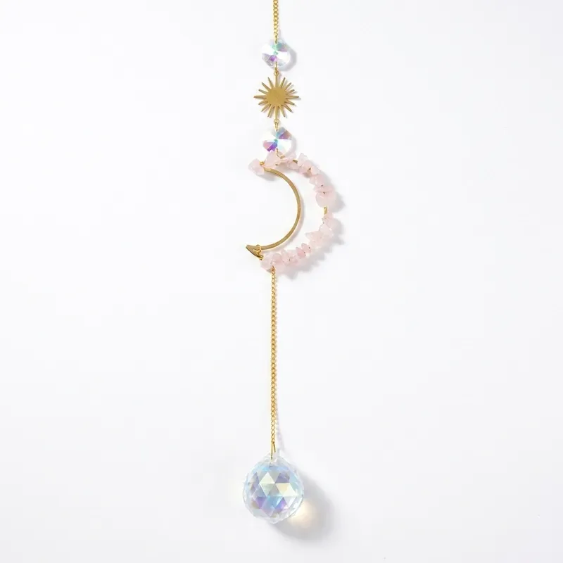 Rose Quartz Moon Sun Catcher for Infinite Love & Inner Peace Rose Quartz Moon Sun Catcher for Infinite Love & Inner Peace